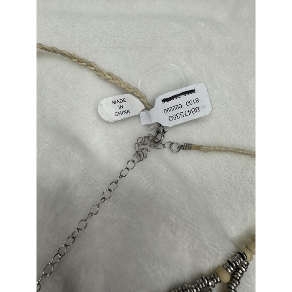 NEW Free People Lately Necklace Mother of Pearl Bohemian Goddess Layered Silver - Picture 4 of 5